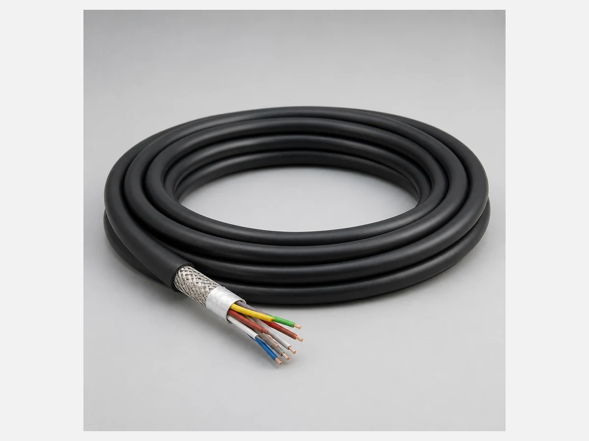 Coiled 20-million-cycle encoder and control cable
