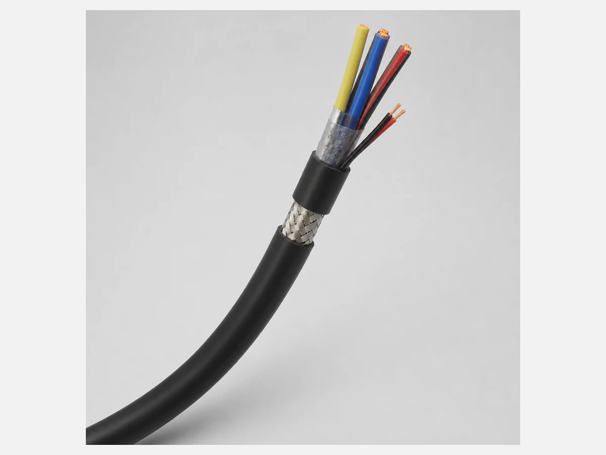 50-million-cycle linear motor power cable with auxiliary pair